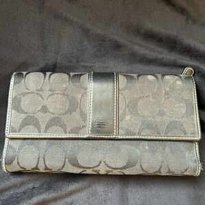 Coach Black Monogram Clutch Wallet